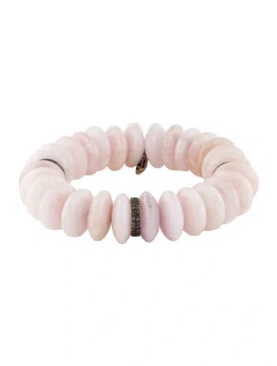 Pre-owned Sheryl Lowe Morganite & Diamond Bead Bracelet, 7" In Multi