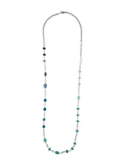 Pre-owned Sheryl Lowe Multi-gemstone Beaded Chain Necklace, 42"