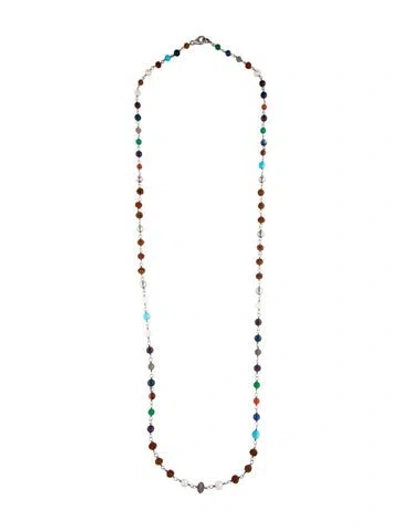 Pre-owned Sheryl Lowe Multistone & Diamond Bead Necklace, 41" In Multicolor