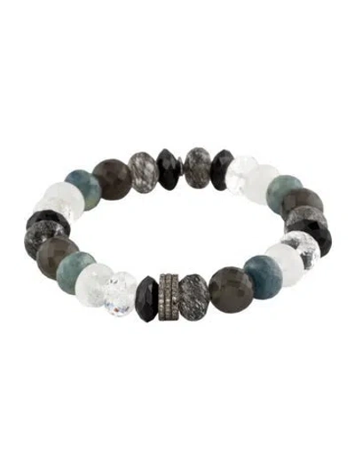 Pre-owned Sheryl Lowe Multistone & Diamond Rondelle Bead Bracelet, 6.25"