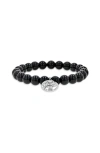 Sheryl Lowe Onyx 8mm Bead Bracelet With Diamond  Yin Yang Charm
