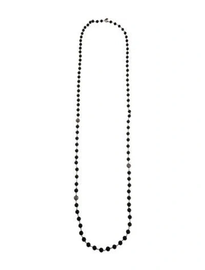 Pre-owned Sheryl Lowe Onyx & Diamond Bead Long Necklace, 54" In Multi