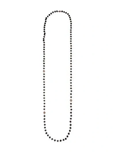 Pre-owned Sheryl Lowe Onyx & Diamond Bead Necklace, 52.5" In Multi