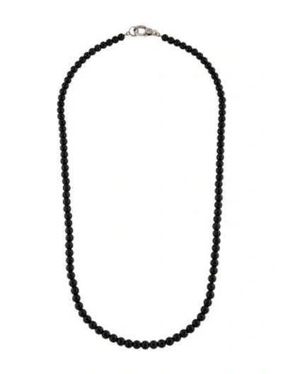 Pre-owned Sheryl Lowe Onyx & Diamond Bead Strand Necklace, 26.25" In Multi