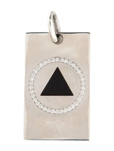 Pre-owned Sheryl Lowe Onyx & Diamond Dog Tag Pendant, 1.75" In Multi