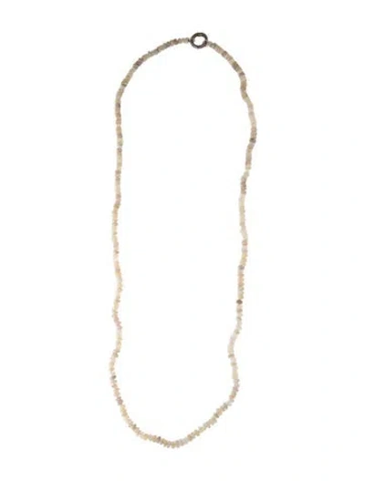 Pre-owned Sheryl Lowe Opal & Diamond Bead Strand Necklace, 38" In Multi