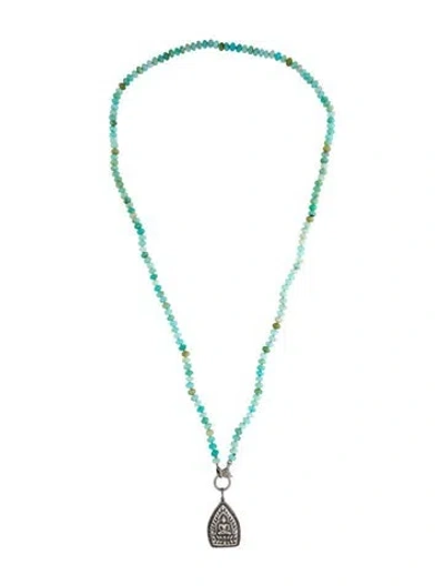 Pre-owned Sheryl Lowe Opal & Diamond Buddha Pendant Necklace, 35.5", 35.5" In Multi