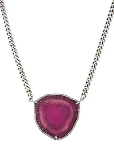 Pre-owned Sheryl Lowe Parti-colored Tourmaline & Diamond Pendant Necklace, 18" In Multicolor