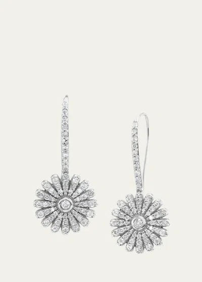 Sheryl Lowe Pave Diamond Daisy Drop Earrings In Silver