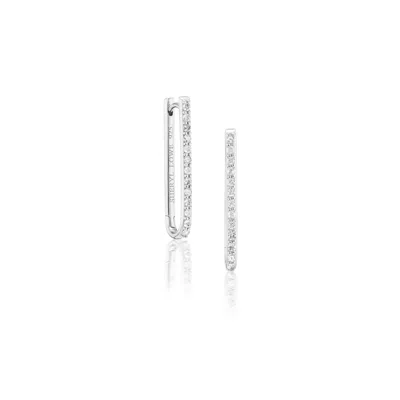 Sheryl Lowe Pavé Paperclip Earrings In Sterling Silver,white Diamond