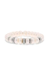 Sheryl Lowe Pearl 11mm Bead Bracelet With 9 Diamond Rondelles