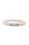 Sheryl Lowe Pearl 8mm Bead Bracelet With Diamond And Smooth Rondelles In Silver