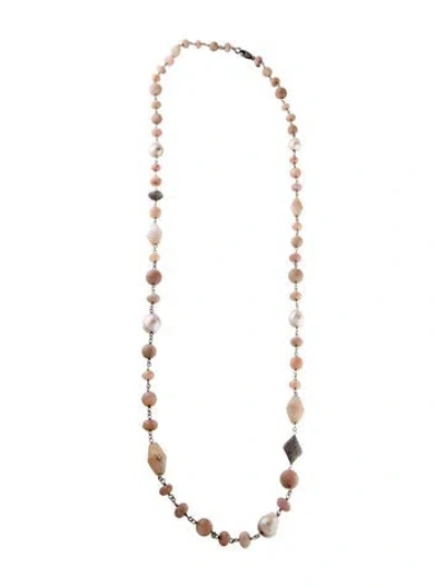 Pre-owned Sheryl Lowe Pearl, Coated Moonstone & Multistone Bead Strand Necklace, 44"