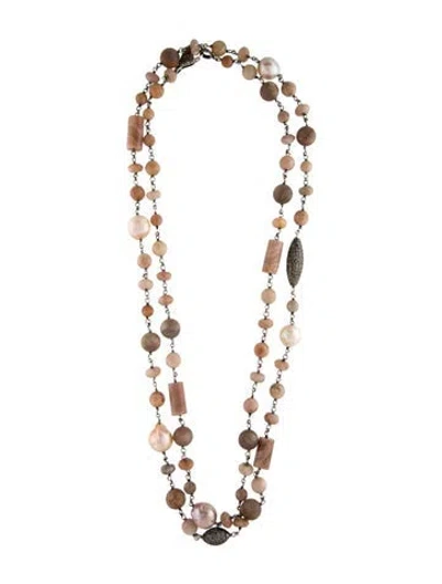 Pre-owned Sheryl Lowe Pearl, Diamond & Multistone Station Necklace, 46.25"
