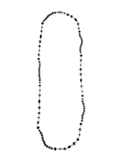 Pre-owned Sheryl Lowe Pearl, Diamond, Moonstone & Spinel Bead Necklace, 43" In Multi