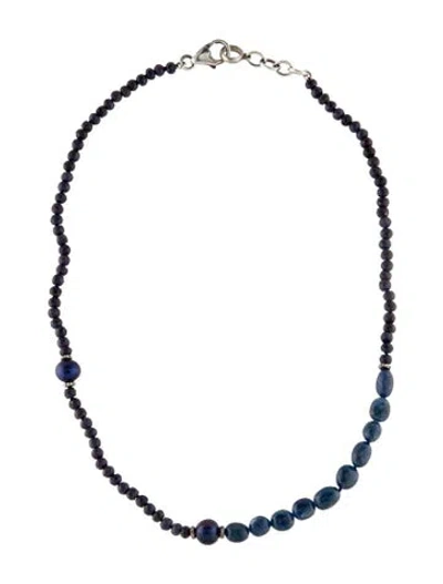 Pre-owned Sheryl Lowe Pearl, Sapphire, & Diamond Bead Strand, 18" In Multi