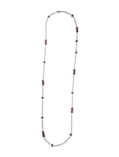 Pre-owned Sheryl Lowe Pink Sapphire Bead Station Necklace, 50.5" In Multi