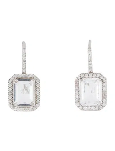 Pre-owned Sheryl Lowe Quartz & Diamond Drop Earrings In Multi