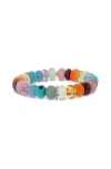 Sheryl Lowe Rainbow Mix 10mm Bead Bracelet With 3 Diamond Rondelles In Rainbox Mix/sterling Silver