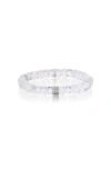 Sheryl Lowe Rainbow Moonstone 8mm Bead Bracelet With 3 Clustered Diamond Rondelles