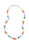 Sheryl Lowe Rainbox Mix Knotted Necklace With 3 Diamond Rondelles In Gray