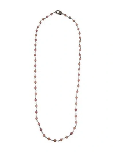 Pre-owned Sheryl Lowe Rhodonite & Diamond Bead Strand Necklace, 36" In Multi