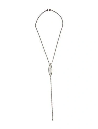 Pre-owned Sheryl Lowe Rutilated Quartz & Diamond Lariat Necklace, 19" In Multi