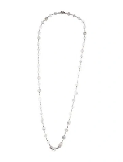 Pre-owned Sheryl Lowe Rutilated Quartz & Quartz Bead Necklace, 35.5" In Multicolor