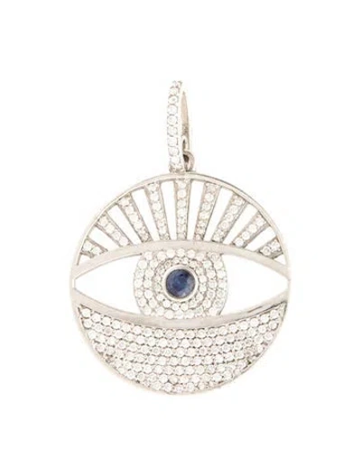 Pre-owned Sheryl Lowe Sapphire & Diamond Evil Eye Pendant In Multicolor