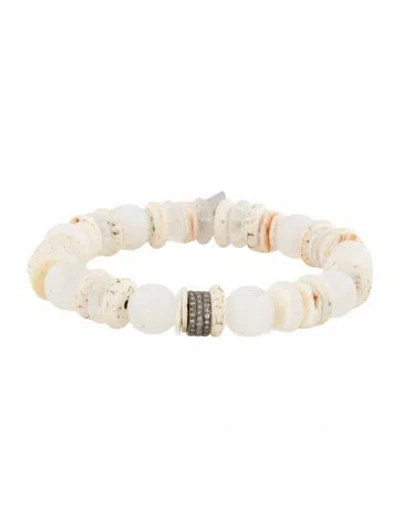 Pre-owned Sheryl Lowe Shell, Multi Stone & Diamond Bracelet, 6.25" In Multicolor