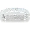 Sheryl Lowe Small Diamond Id Tag On Rainbow Moonstone Bead Bracelet In White/sterling Silver