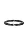 Sheryl Lowe Spinel 5mm Bead Bracelet With Diamond Donut In Spinel/sterling Silver
