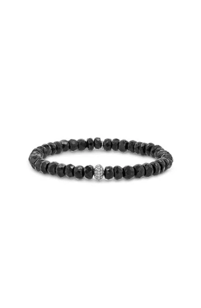 Sheryl Lowe Spinel 5mm Bead Bracelet With Diamond Donut In Spinel/sterling Silver