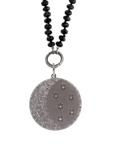 Pre-owned Sheryl Lowe Spinel & 3.57ctw Diamond Moon & Star Pendant Necklace, 35" In Multi