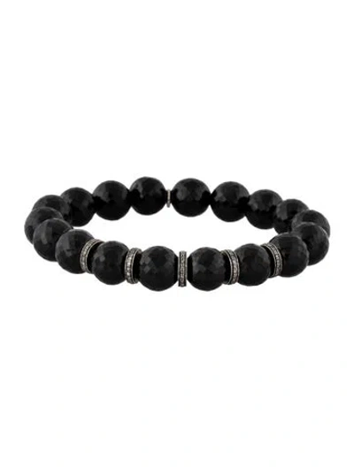 Pre-owned Sheryl Lowe Spinel & Diamond Beaded Bracelet, 6.25" In Multicolor