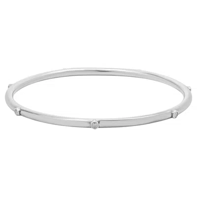 Pre-owned Sheryl Lowe Sterling Silver Bezel Set Diamond Bangle Bracelet In Multi