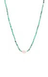 Sheryl Lowe Sterling Silver Chrysoprase; Pearl And Diamond Necklace In Green