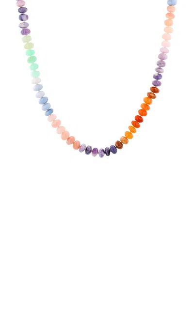 Sheryl Lowe Sterling Silver Opal Necklace In Multi