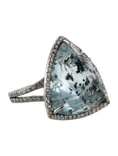 Pre-owned Sheryl Lowe Topaz & Diamond Cocktail Ring In Multi