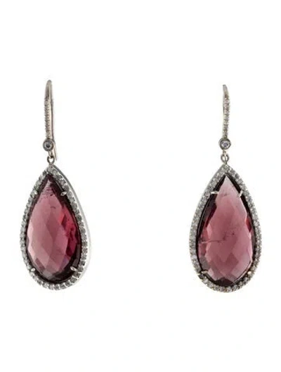 Pre-owned Sheryl Lowe Tourmaline & Diamond Drop Earrings In Multi