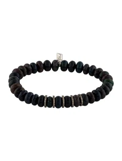 Pre-owned Sheryl Lowe Treated Opal & Diamond Bead Bracelet, 7" In Multi