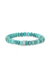 Sheryl Lowe Turquoise 7mm Bead Bracelet With Swiss Blue Topaz Rondelle In Multi