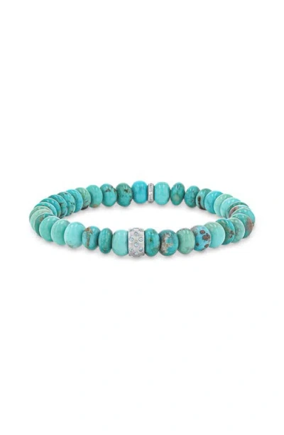 Sheryl Lowe Turquoise 7mm Bead Bracelet With Swiss Blue Topaz Rondelle