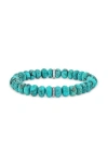 Sheryl Lowe Turquoise 8mm Bead Bracelelt With Diamond Rondelle