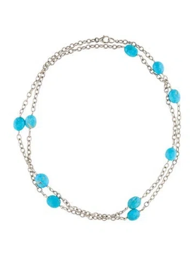 Pre-owned Sheryl Lowe Turquoise Station Link Necklace, 48" In Multi