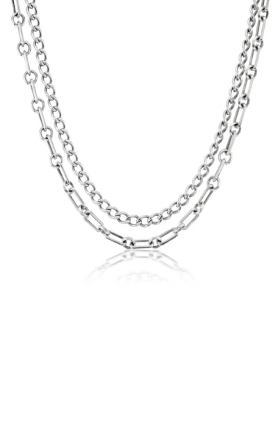 Sheryl Lowe Two Layer Chain Necklace In Silver