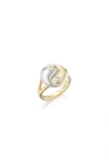 Sheryl Lowe Two Tone Diamond Bezel Yin Yang Ring In Multi