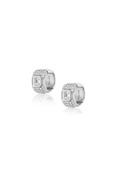 Sheryl Lowe White Crystal Diamond Wide Huggie