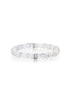 Sheryl Lowe White Mix 8mm Bead Bracelet With 3 Clustered Diamond Rondelles
