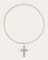Sheryl Lowe Women's Cross 14k Gold Aquamarine And Diamond Pendant Necklace In Gold